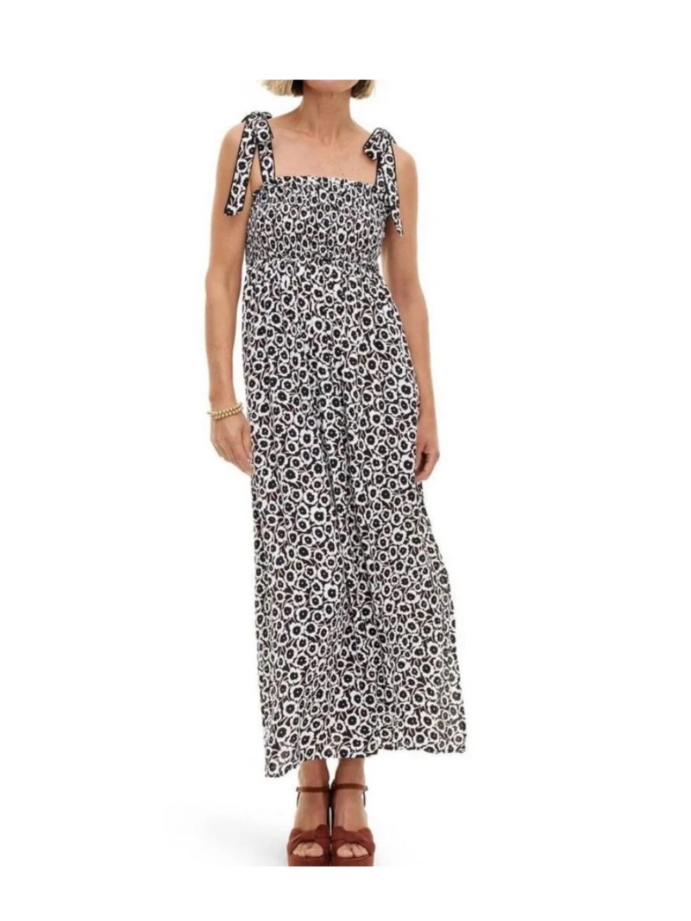 DVF for Target Black & White Leopard Print Tie-Strap Maxi Dress